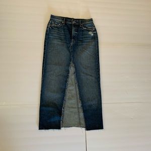 Mother front slit long denim skirt